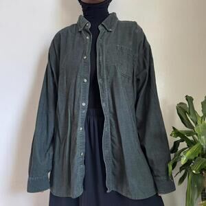Vintage green corduroy streetwear casual shirt size XXXL